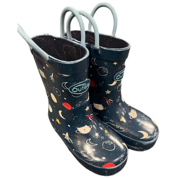 outee Other - Outee • toddler’s blue space print rain boots size 5 🚀